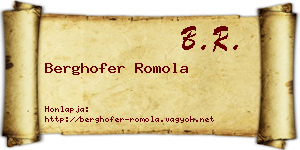 Berghofer Romola névjegykártya